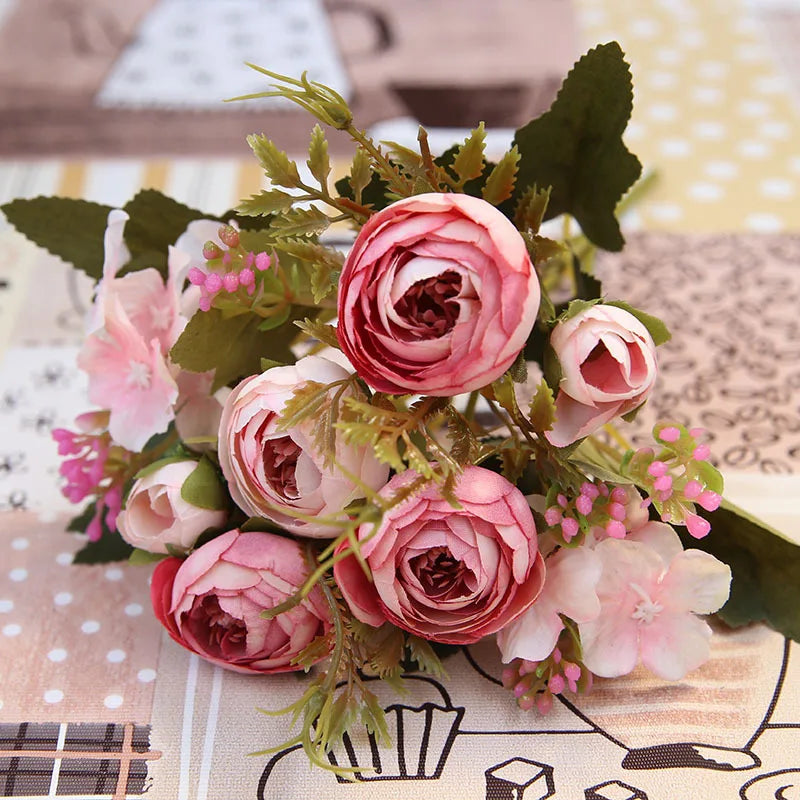 DecorBites™ Autumn Silk Tea Rose Gerbera Daisy for Wedding and Home Decor