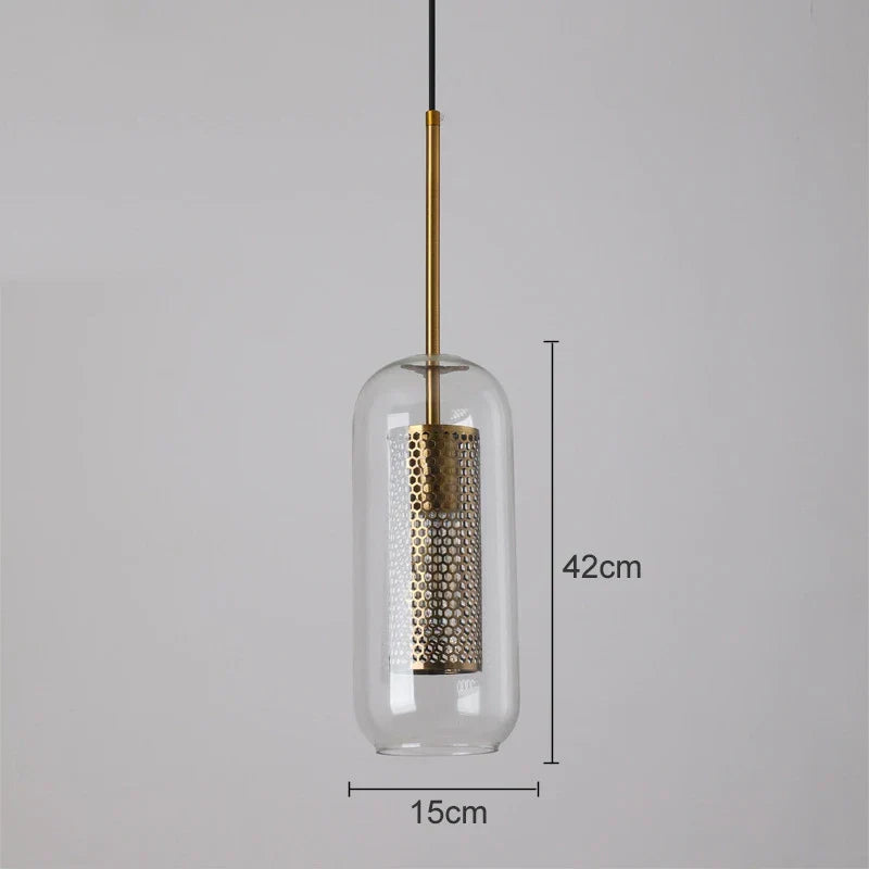 DecorBites™ Gold Mesh Glass Ball Pendant Light Industrial Kitchen Fixture