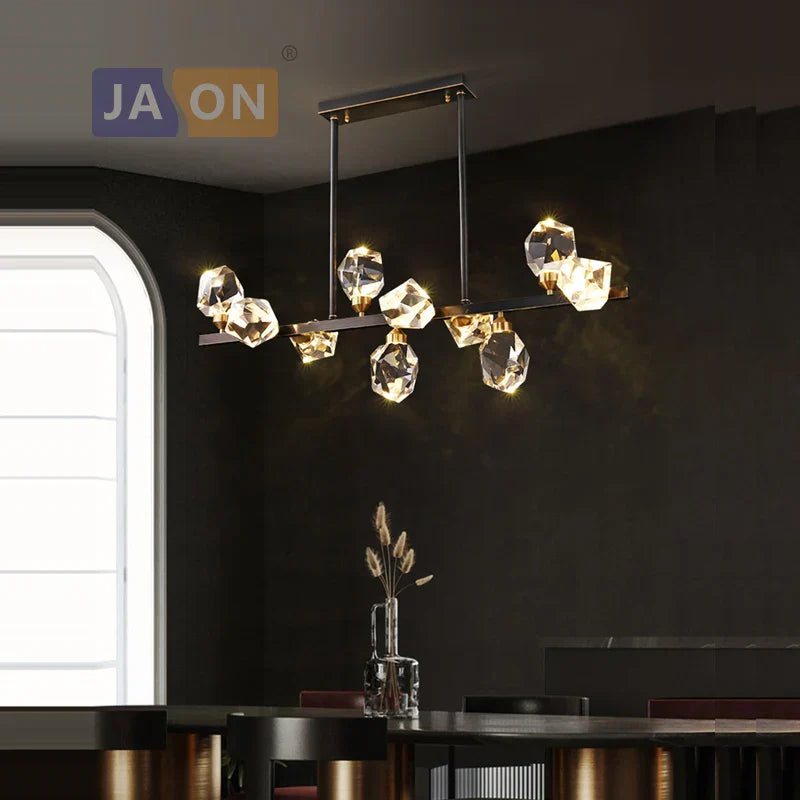 DecorBites™ Crystal Copper Black LED Chandelier for Dinning Room