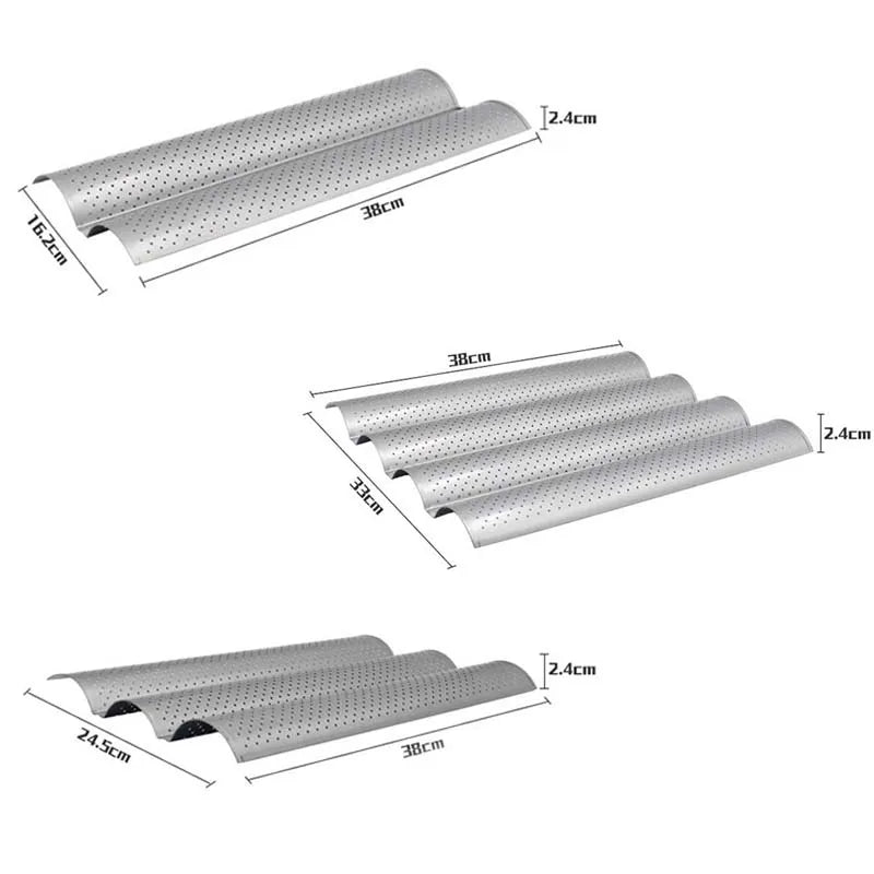DecorBites™ Wave Bread Pan for Baking French Baguettes - 4 Groove Non-Stick Cake Tray