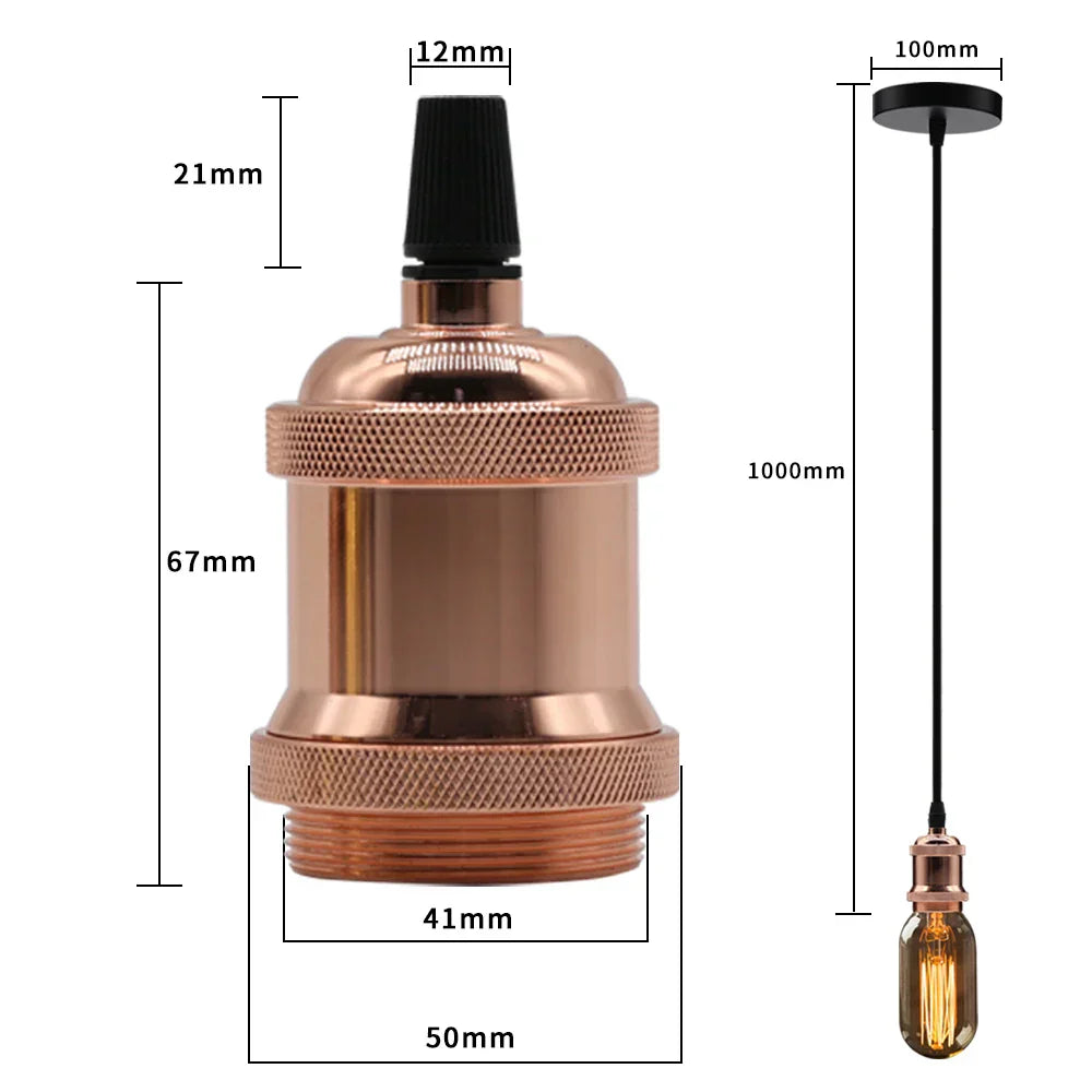 مصباح سقف معلق صناعي من ديكور بايتس™ E27 90-265V بحامل لمبة إديسون لديكور المنزل بتصميم لوفت