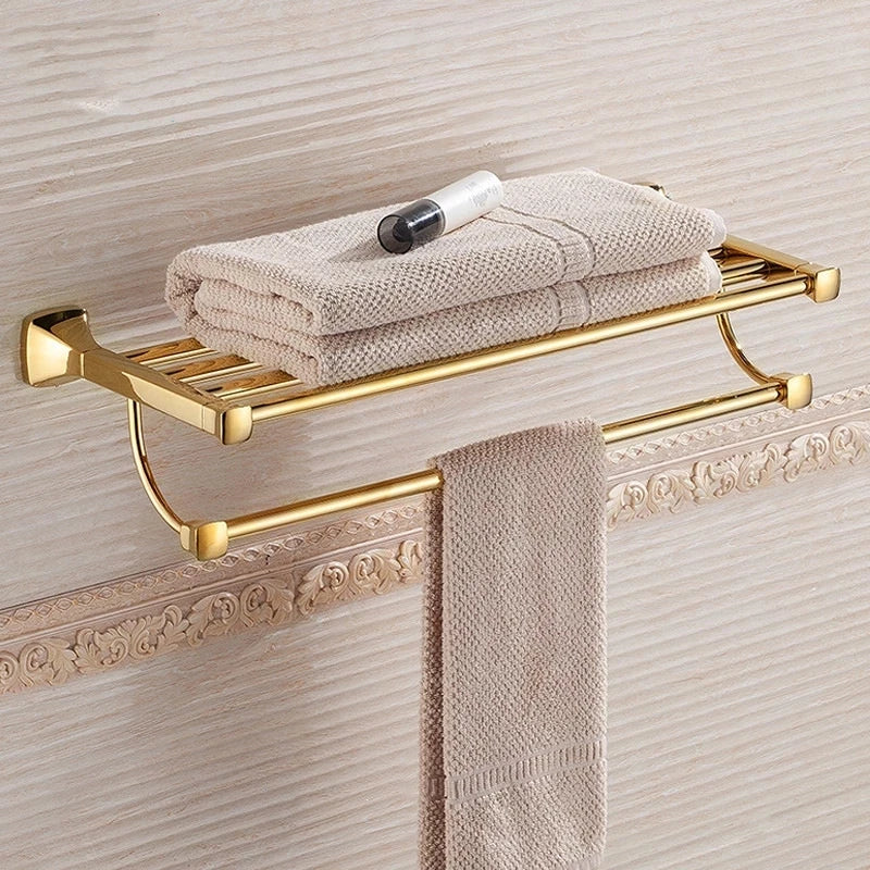 طقم اكسسوارات حمام ذهبي DecorBites™ للمناشف والورق والفرش والمزيد