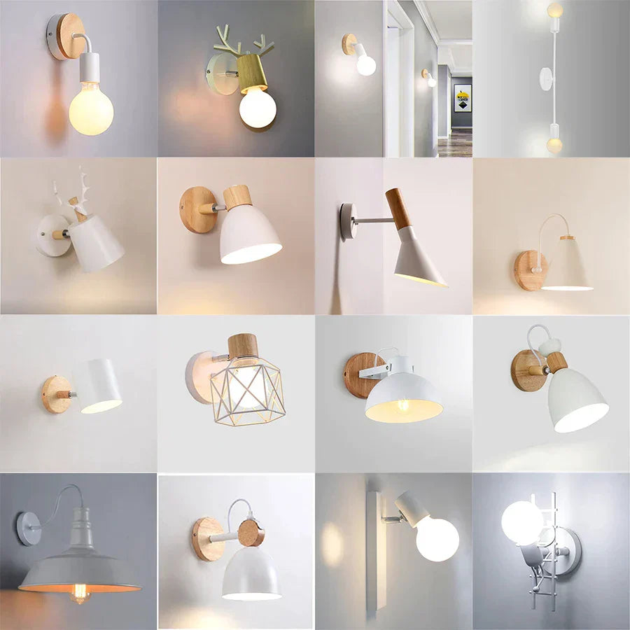 DecorBites™ LED Wood Wall Sconce Modern E27 Base Fixture for Aisle Lighting