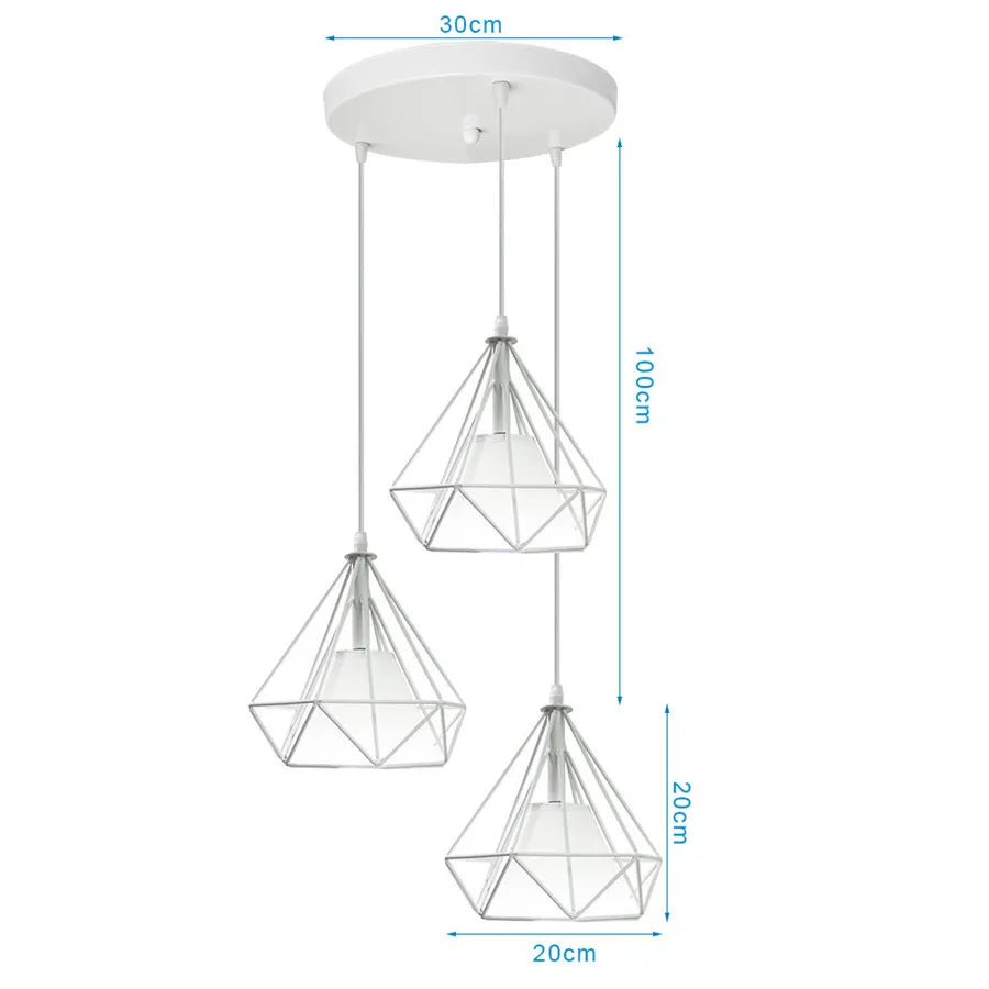 ثلاثي فوانيس الإضاءة المعلقة DecorBites™ Diamond لغرفة الطعام والمطبخ الحديثة