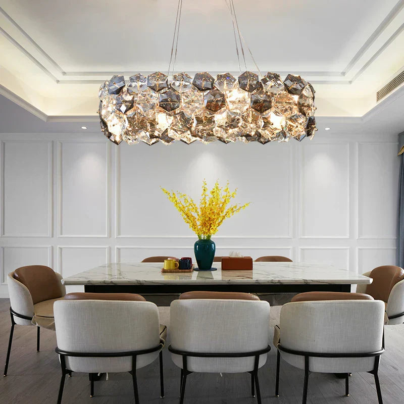 DecorBites™ Crystal Wrought Iron Chandelier: Creative Dining & Living Room Suspension Light