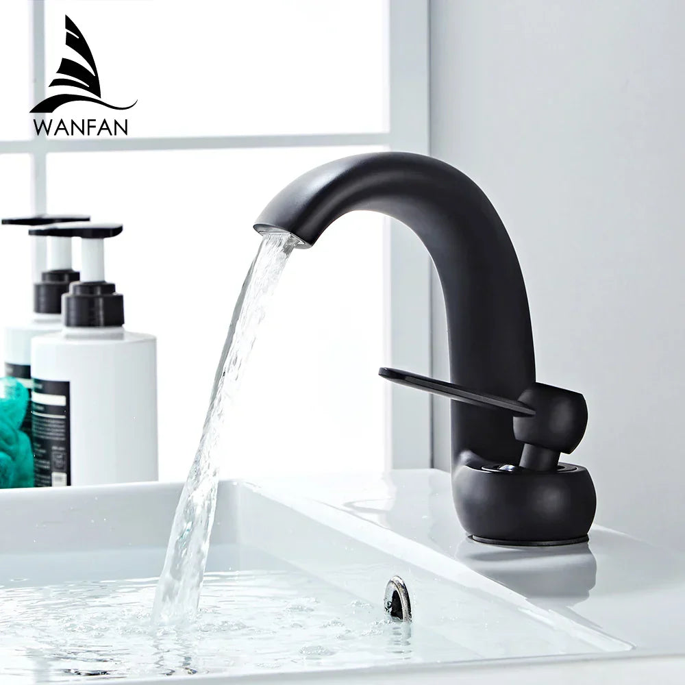 DecorBites™ Gold Basin Faucet: صنبور خلاط نحاسي عصري بمقبض واحد للمغسلة للحمام