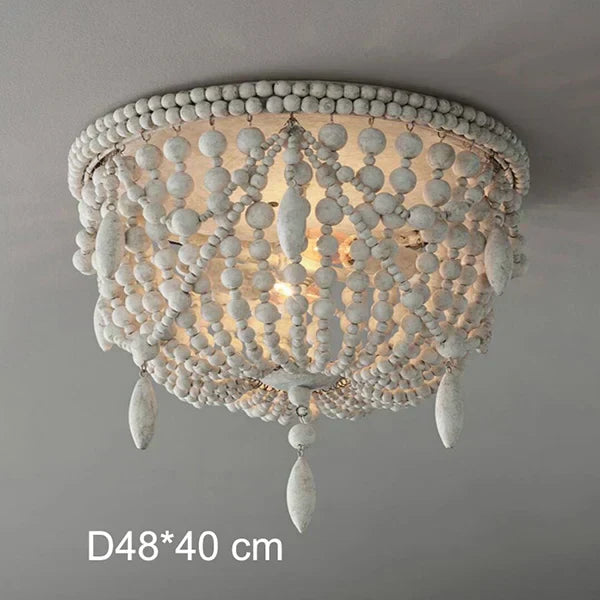 DecorBites™ French Country Wood Bead Chandelier: 3/5 Lights Princess Decorative Hanging Fixture
