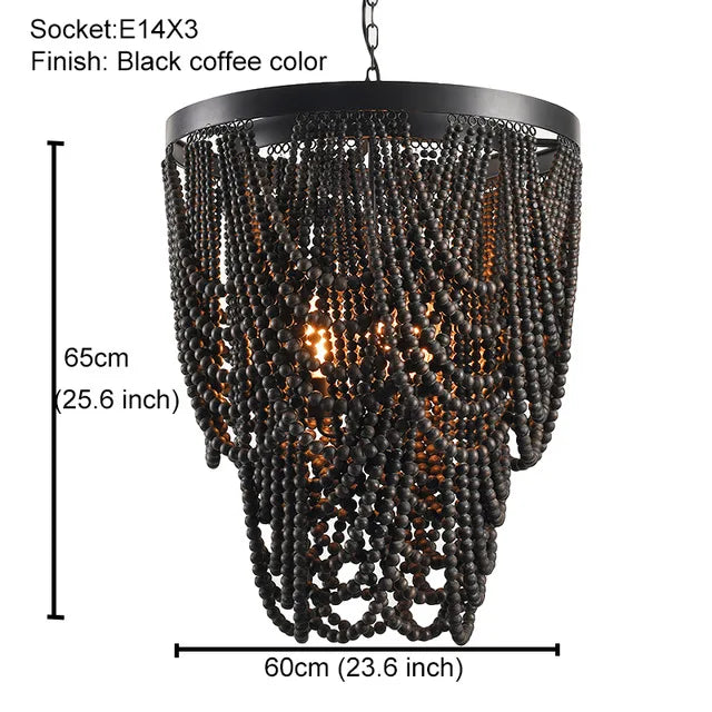 DecorBites™ French Country Wood Bead Chandelier: 3/5 Lights Princess Decorative Hanging Fixture