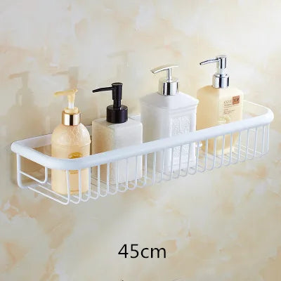 DecorBites™ رف حمام نحاسي ذهبي مع علاقة مناشف، حامل شامبو، وسلة