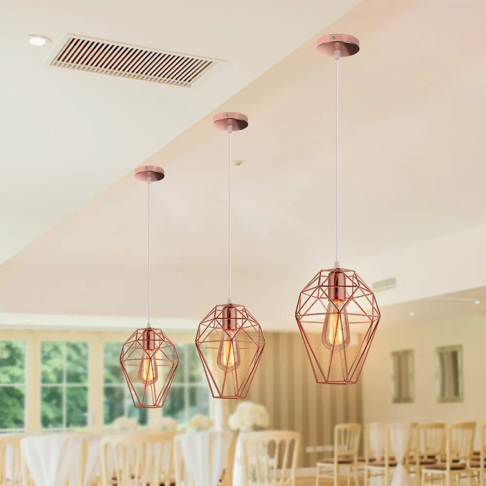 DecorBites™ Birdcage Diamond Ceiling Pendant Light Chandelier for Home Living Room Decor