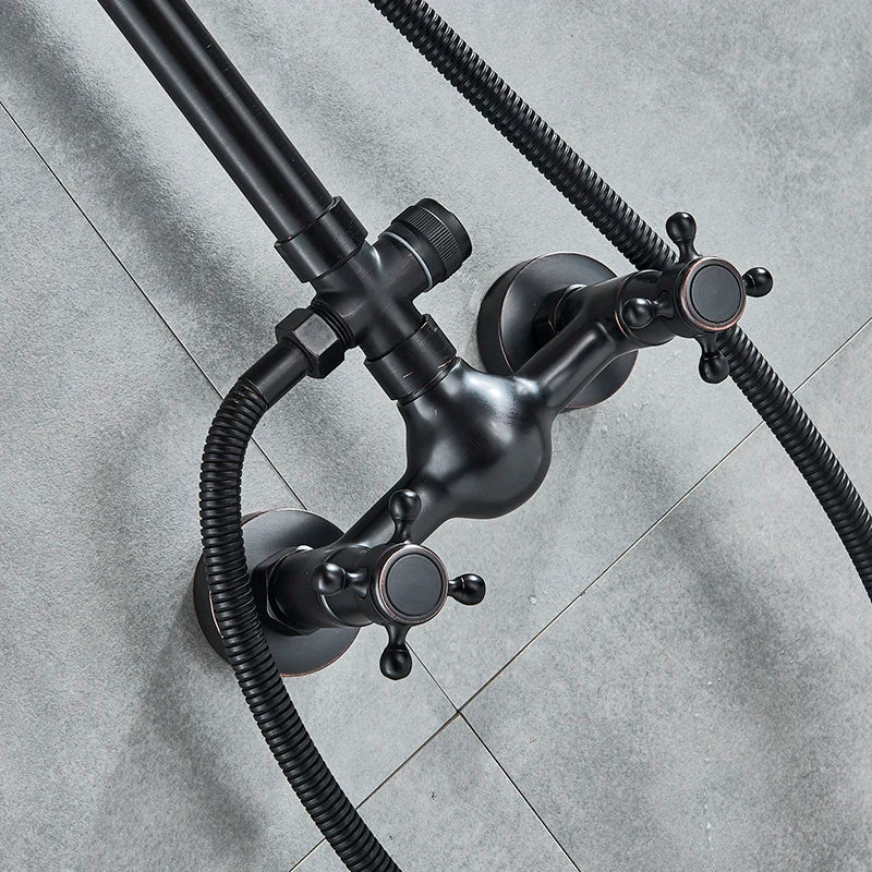 DecorBites™ Black Bronze Shower Faucet Set with 8" Rain Shower Head and Hand Shower