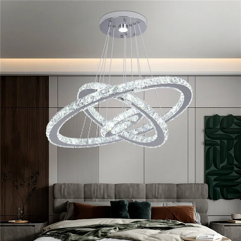 DecorBites™ Crystal LED Pendant Chandelier, Modern Nordic Ceiling Lamp for Living and Dining Room