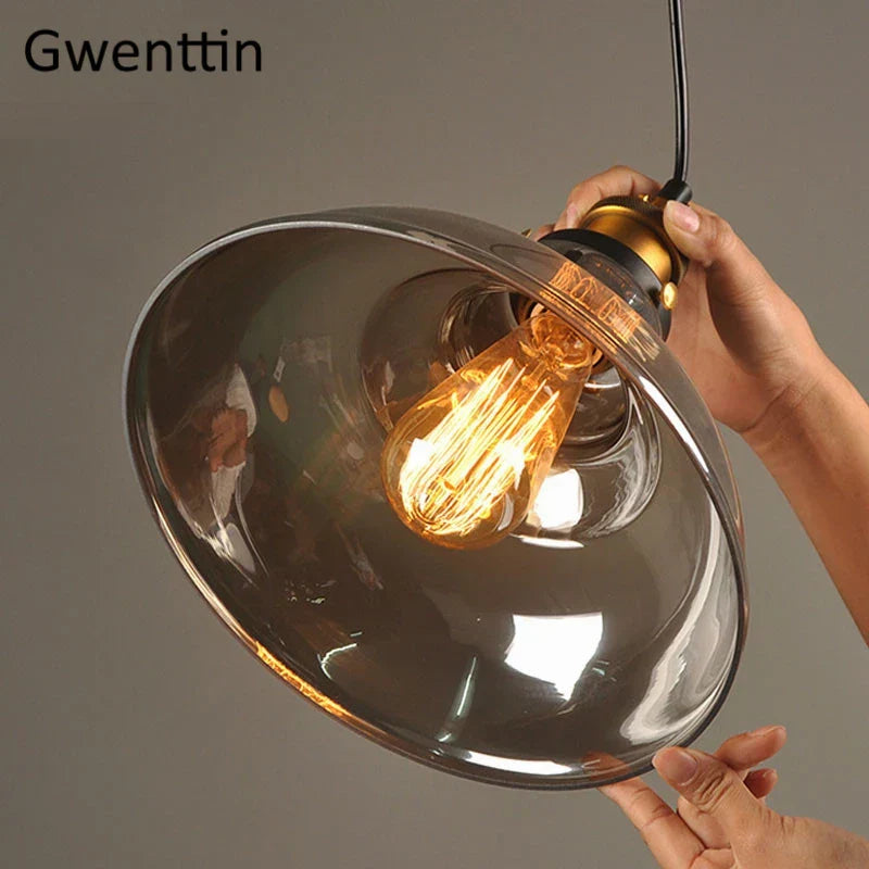 DecorBites™ Industrial Glass Pendant Light for Modern Home Decor