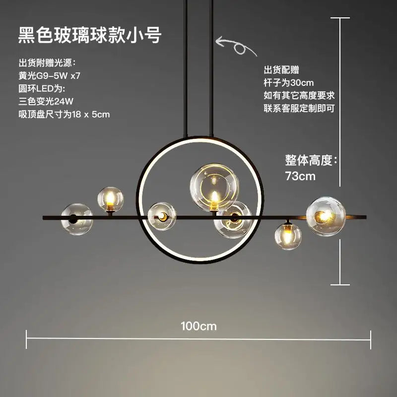 DecorBites™ Glass Ball LED Chandelier for Home Decor and Interior Lighting