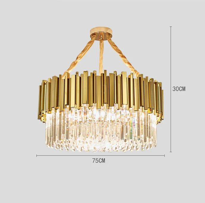 DecorBites™ Crystal LED Chandelier: Adjustable Metal Hanging Lamp for Living Room, Dining, Bedroom