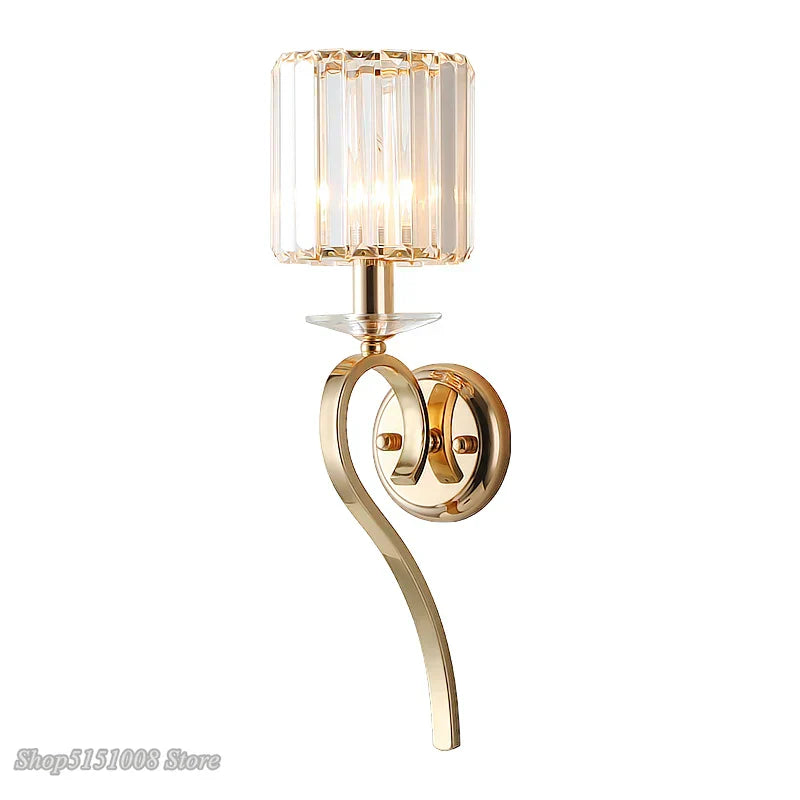 DecorBites™ Crystal Gold Wall Lamp: Luxury LED Lighting for Living Room and Bedroom