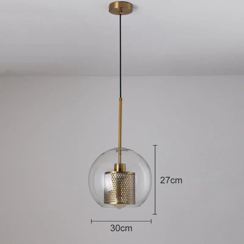 DecorBites™ Gold Mesh Glass Ball Pendant Light Industrial Kitchen Fixture