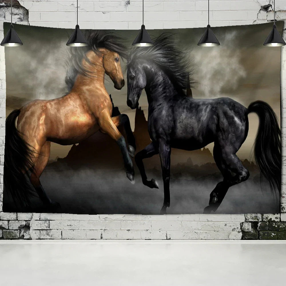 DecorBites™ Galloping Horse Tapestry Wall Hanging Psychedelic Bohemian Hippie Carpet Art