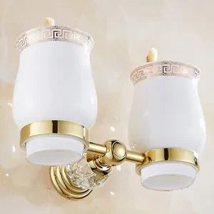 DecorBites™ Gold Crystal Bathroom Accessories Set: Luxe Brass Bath Hardware Wall Mount Collection