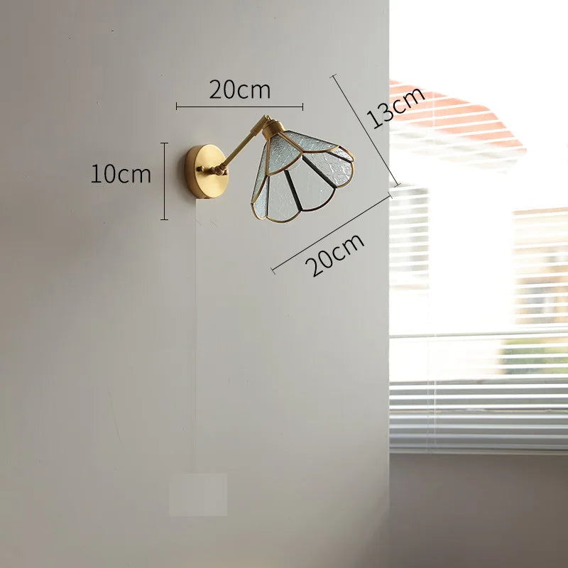 أضواء حائط LED زجاجية خضراء DecorBites™ مع مفتاح سلسلة سحب، لمسة نهائية نحاسية