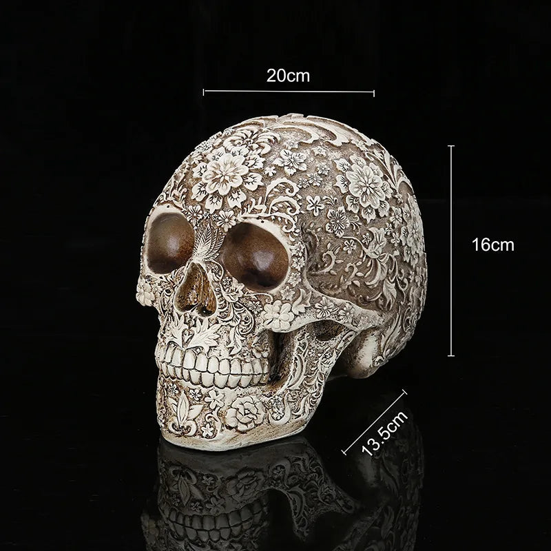 DecorBites™ 20cm Carved Skull Figurine Halloween Home Decor Craft Sculpture Ornament