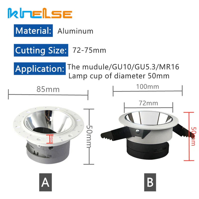 DecorBites™ Adjustable Anti-Glare Ceiling Downlight with GU10/MR16 Lamp Base for Indoor Spot Lighting