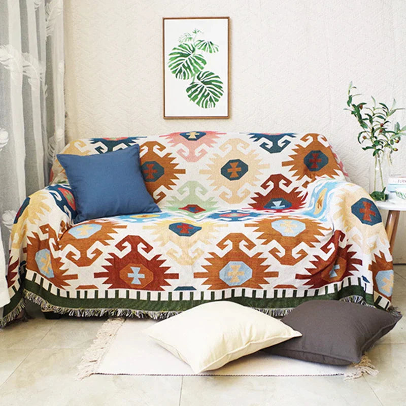 DecorBites™ Geometric Tassel Sofa Cover - Bohemian Style Blanket Dust Cover