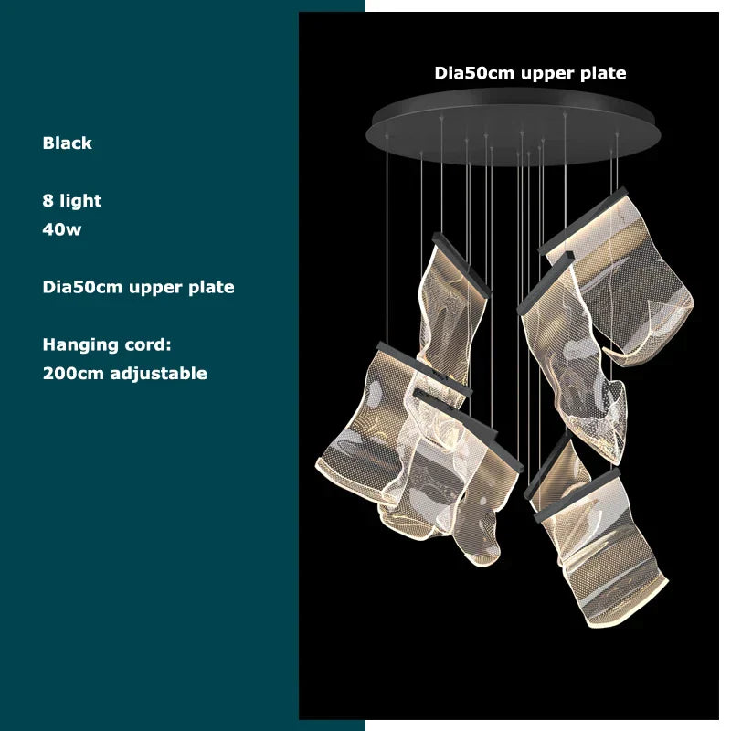 DecorBites™ Golden Love Paper Chandelier: Postmodern LED Designer Lighting for Foyer