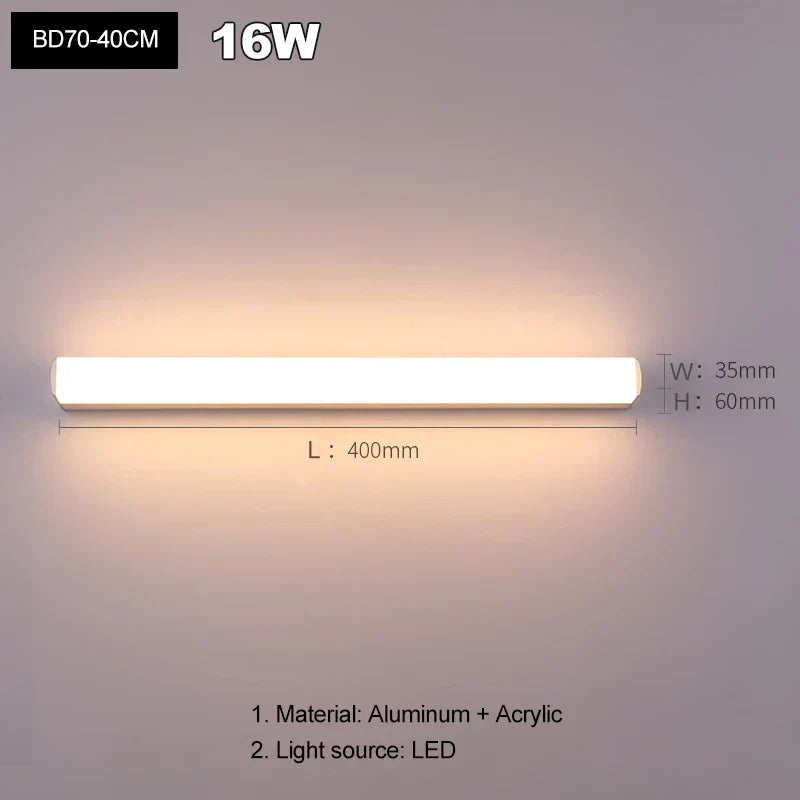 مصباح حائط LED أكريليك من DecorBites™ للحمام وغرفة النوم، تصميم بسيط وعصري، شمعدانات مضادة للضباب