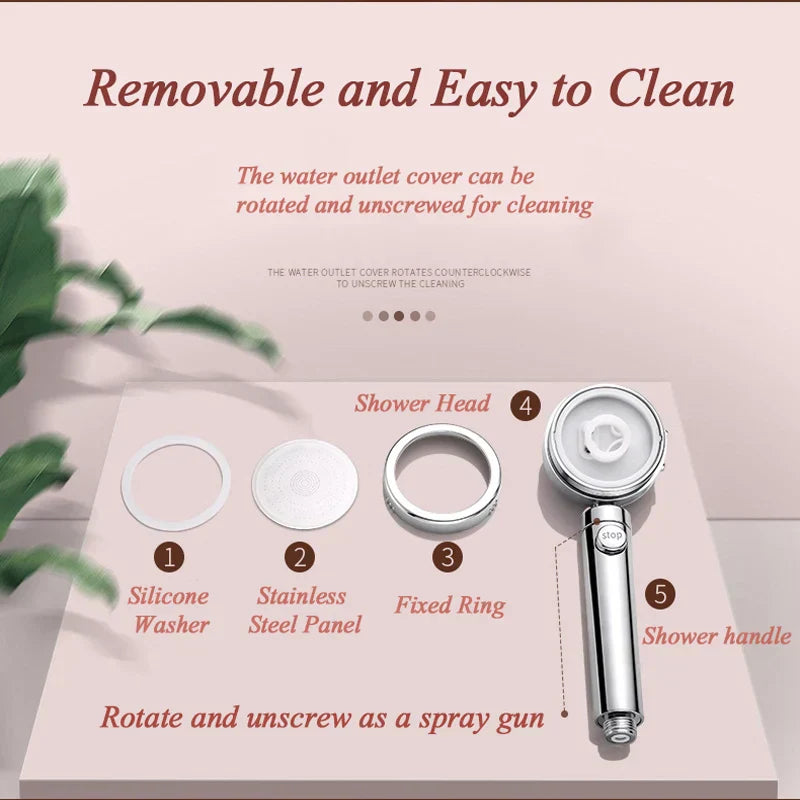 Pommeau de douche haute pression DecorBites™ avec 3 modes de placage et poignée réglable