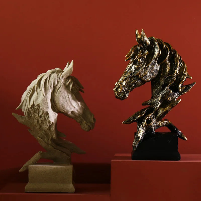 DecorBites™ Country Resin Horsehead Figurine: Creative Animal Statue for Modern Home & Office Decor