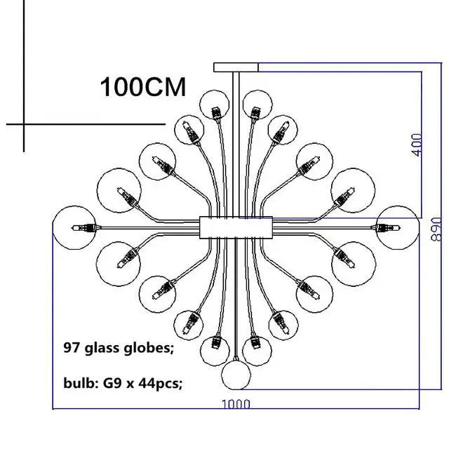 DecorBites™ Glass Globe LED Chandelier: Nordic Luxury Metal Pendant Lighting for Living Room