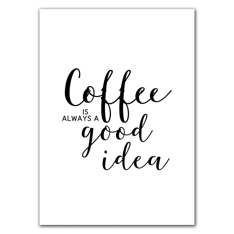 DecorBites™ "Awakened Aromas" Canvas Print - Nordic Black & White Coffee Quotes