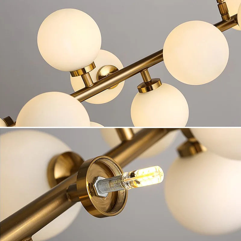 DecorBites™ Glass Ball LED Chandelier for Home Interior Lighting and Kitchen Staircase