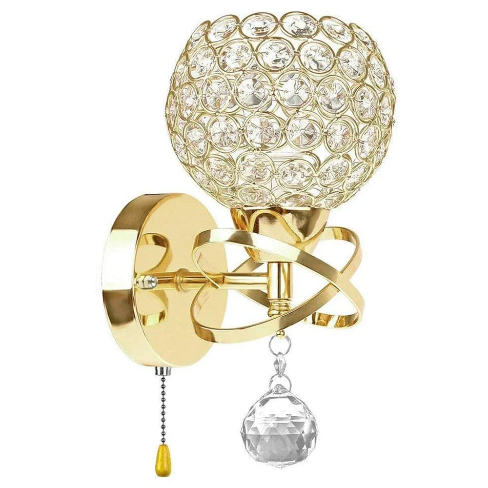 DecorBites™ Crystal Wall Lamp Sconce E14 Retro Industrial Light Fixture for Home Living Room