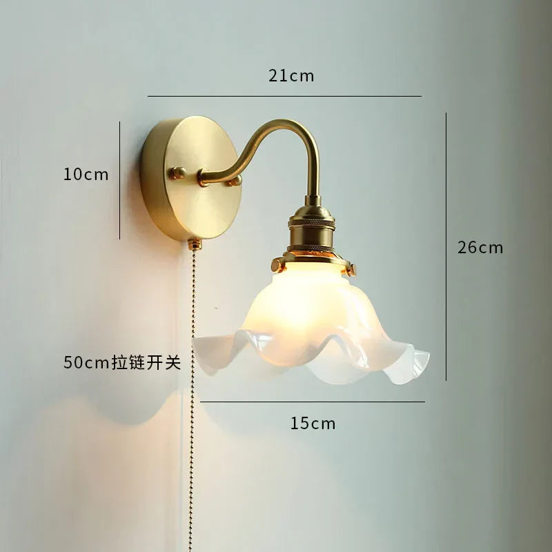 DecorBites™ Copper Wall Sconce Glass Nordic Wall Lamp LED Pull Chain Switch