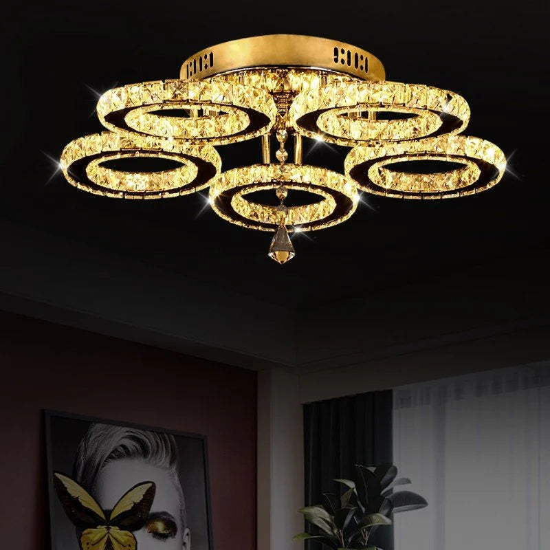 ثريا سقف كريستالية بتصميم نورديك من DecorBites™ بإضاءة LED عصرية للاستخدام الداخلي