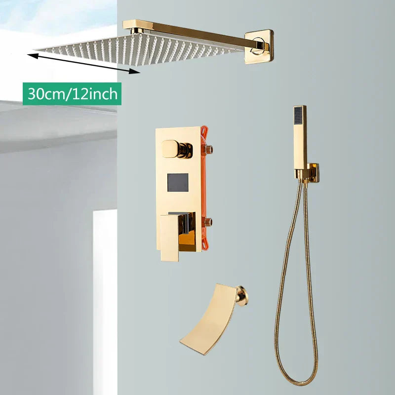 نظام دش Gold Digital Display من DecorBites™ مع صنبور حوض الاستحمام