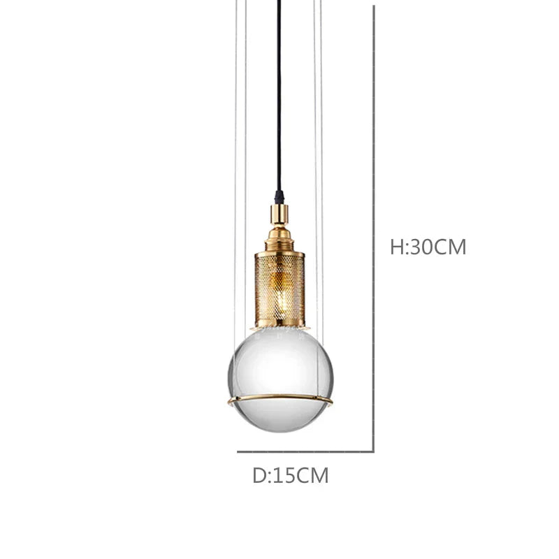 DecorBites™ Crystal Ball LED Pendant Light for Dining Room Living Bedroom Bedside