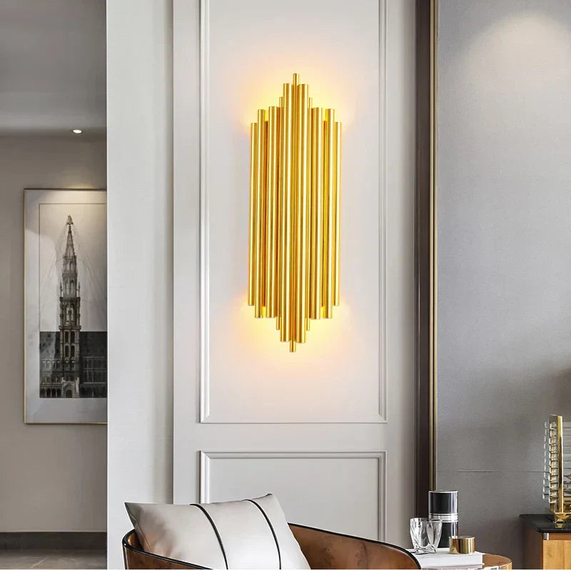 DecorBites™ Gold LED Wall Lamp for Modern Minimalist Living Room, Bedroom, Study - Indoor Light Fixtures