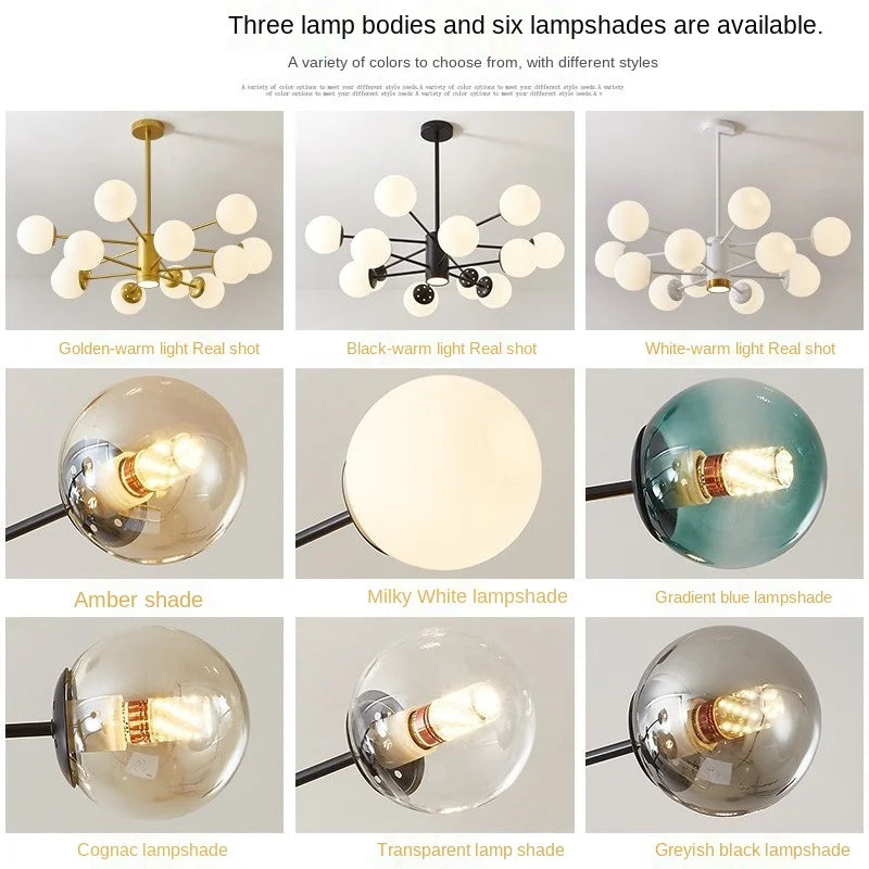 ثريا LED ذهبية بتصميم فرع من DecorBites™ لديكور غرف المعيشة العصرية