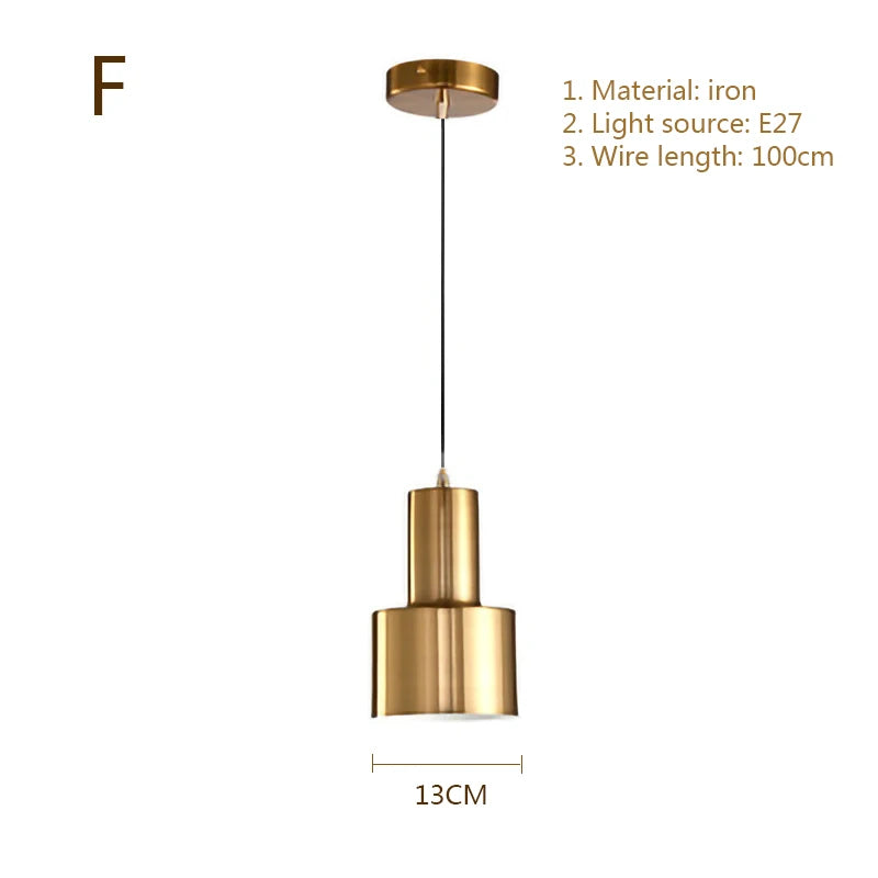 Nordic Simplicity E27 LED chandelier lamp golden small Pendant Lights for study room bedroom bedside loft illumination fixture
