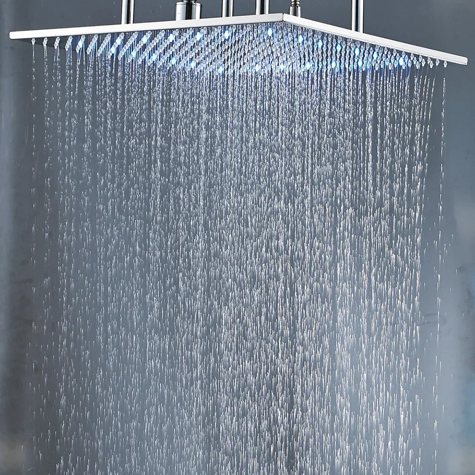 رأس دش مطري كروم LED من DecorBites™ مقاس 20 بوصة مثبت في السقف مع ذراع