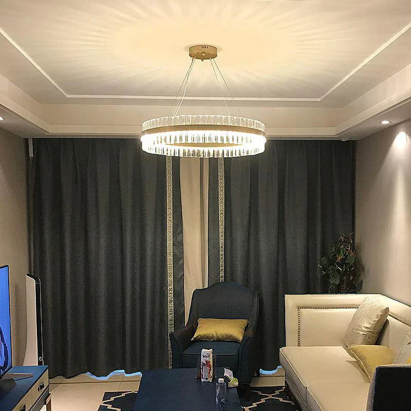 DecorBites™ Crystal Chandelier LED Ring Lamp for Dining Living Room & Bedroom