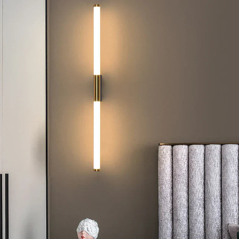 مصباح حائط LED خطي من DecorBites™ أنبوب معدني ذهبي شمعدان لغرفة المعيشة وغرفة النوم والممر