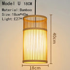 Handwoven Rattan Bamboo Pendant Light in Black