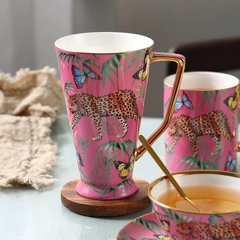 DecorBites™ Jungle Animals Bone China Coffee Mug Set for Tea Lovers and Office Use