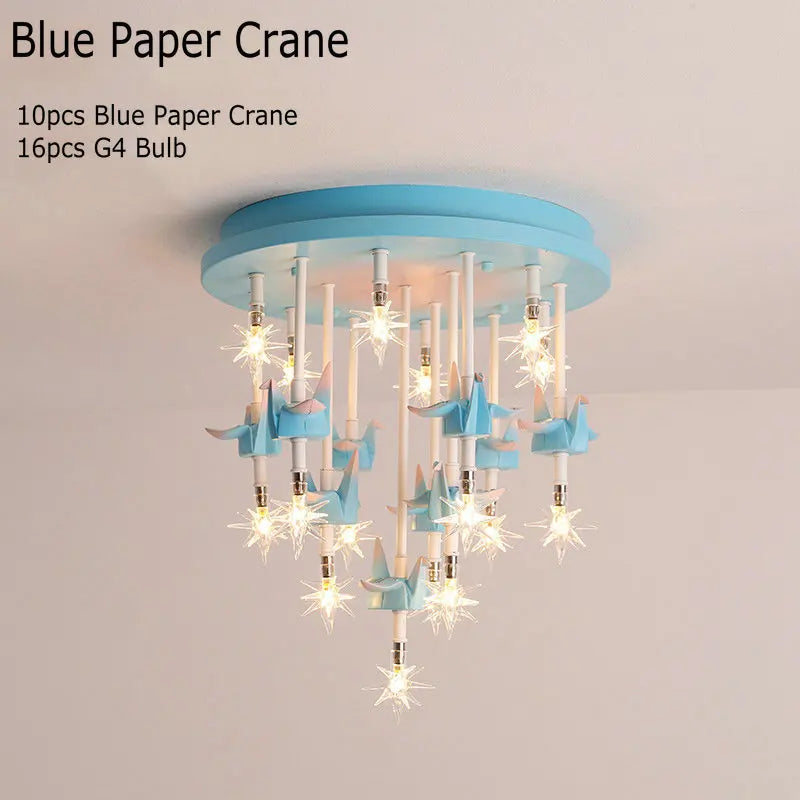 مصباح سقف بتصميم حصان ورقي من ريزن للأطفال من DecorBites™ - مصباح غرفة نوم LED أزرق وردي
