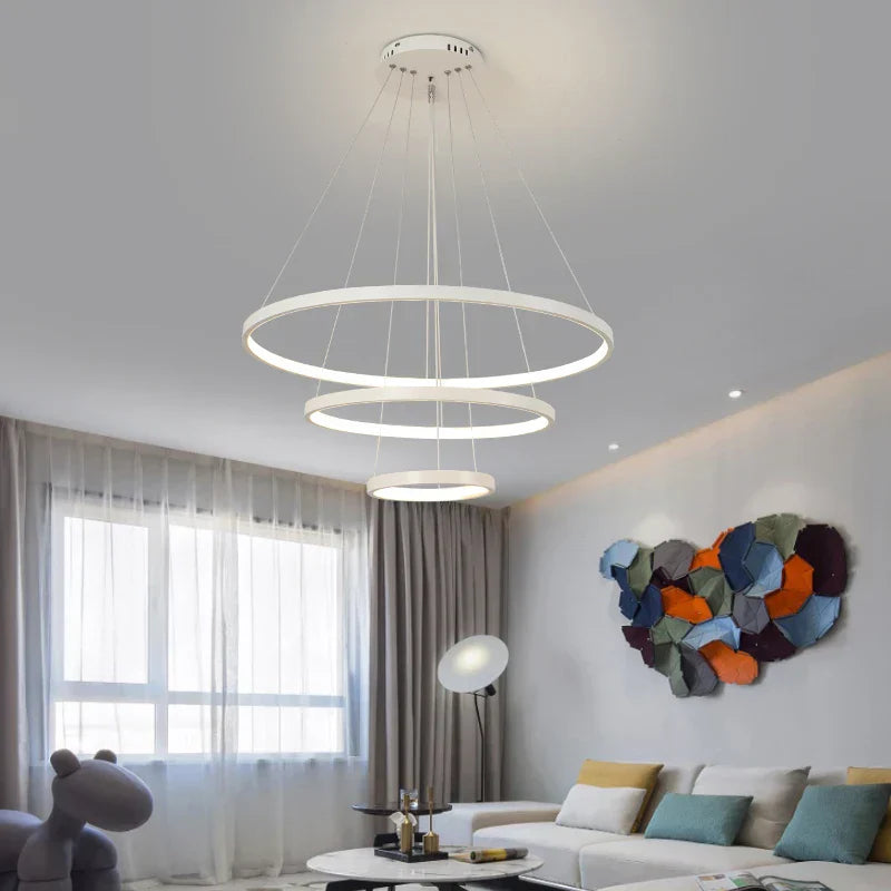 DecorBites™ ثريا سقف دائرية معلقة بإضاءة LED للمنزل العصري إضاءة داخلية