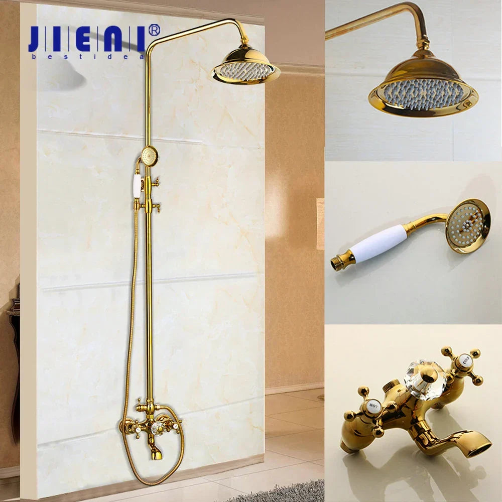 DecorBites™ Golden Polished Shower Head with High Pressure Aerator Nozzle